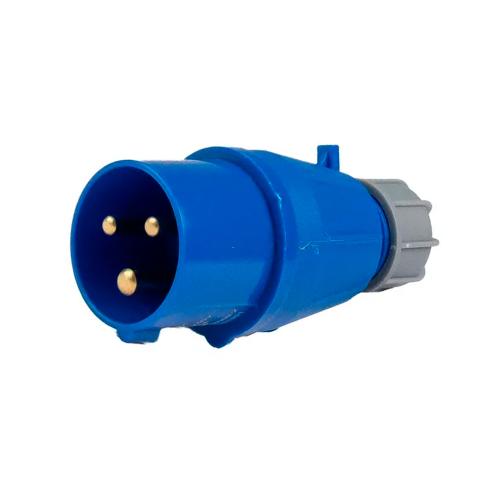PLUGUE MACHO INDUSTRIAL R3076 2P+T 16A 220V 6H IP44 AZUL ROHDINA